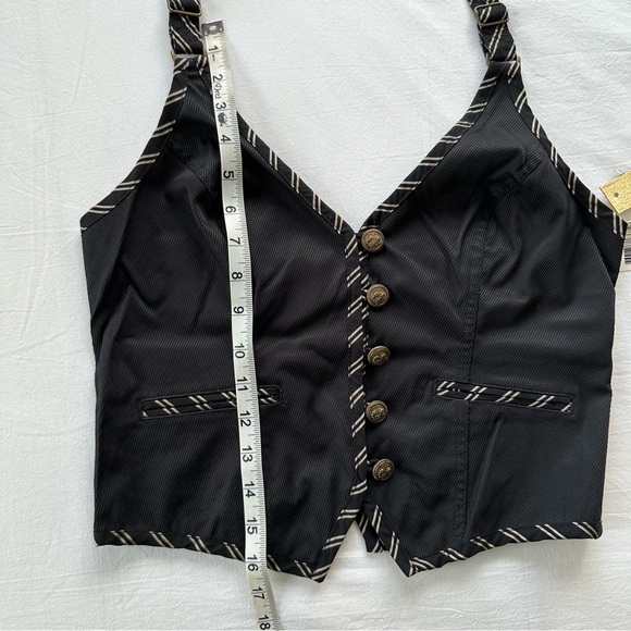 Vintage NWT Guess Vest Y2k Black Vest Halter Button Down L - Picture 9 of 13